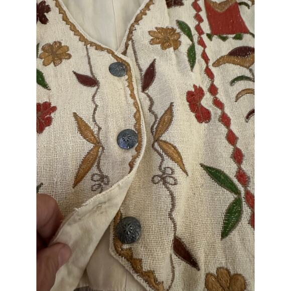 Agapo Women's White Floral Embroidered Western Vest Size Medium vintage - Picture 5 of 7